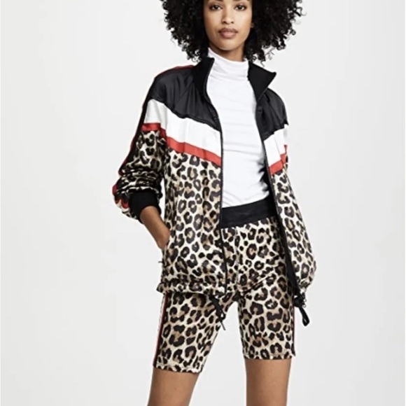 Pam and Gela Color Block Leopard Print Track Jacket Full Zip Athletic Wear Sz S - Picture 2 of 15